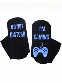 2 双男士“我正在玩游戏请勿打扰”袜子，防滑袜，男士趣味礼品袜