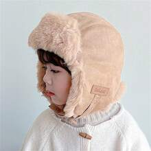 Mũ mùa đông trẻ em cho bé trai, lót nhiệt, dày và ấm áp, bảo vệ tai, chống gió, nắp ca-pô, mũ mùa đông cho trẻ mới biết đi - Xám - Xem 6