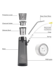 1 套塑膠便攜式迷你水煙壺,附3 色led 燈,適用於汽車,包括吸煙碗、煤網、煤鉗、軟管、煙嘴(顏色隨機),不包括電池,25*8.5*8.5 厘米,適合婚禮、派對、聖誕節和旅行,全年使用。 - 灰色 - 查看 3
