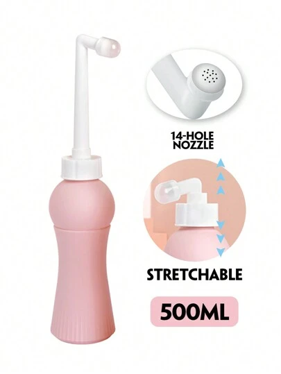1pc 500ml Portable Travel Bidet With 14-Hole Extendable Nozzle, Handheld Travel Bidet Perfect For Personal Hygiene And Travel Use Bathroom Bathroom Accessories Bathroom Tools