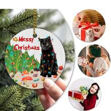Christmas Black Cat & Tree Pendant, Acrylic Party Decoration Hanging Ornament For Xmas - Smelly-faced cat - View 1