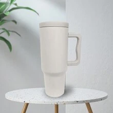 White Insulated Mug With Handle - White - View 3