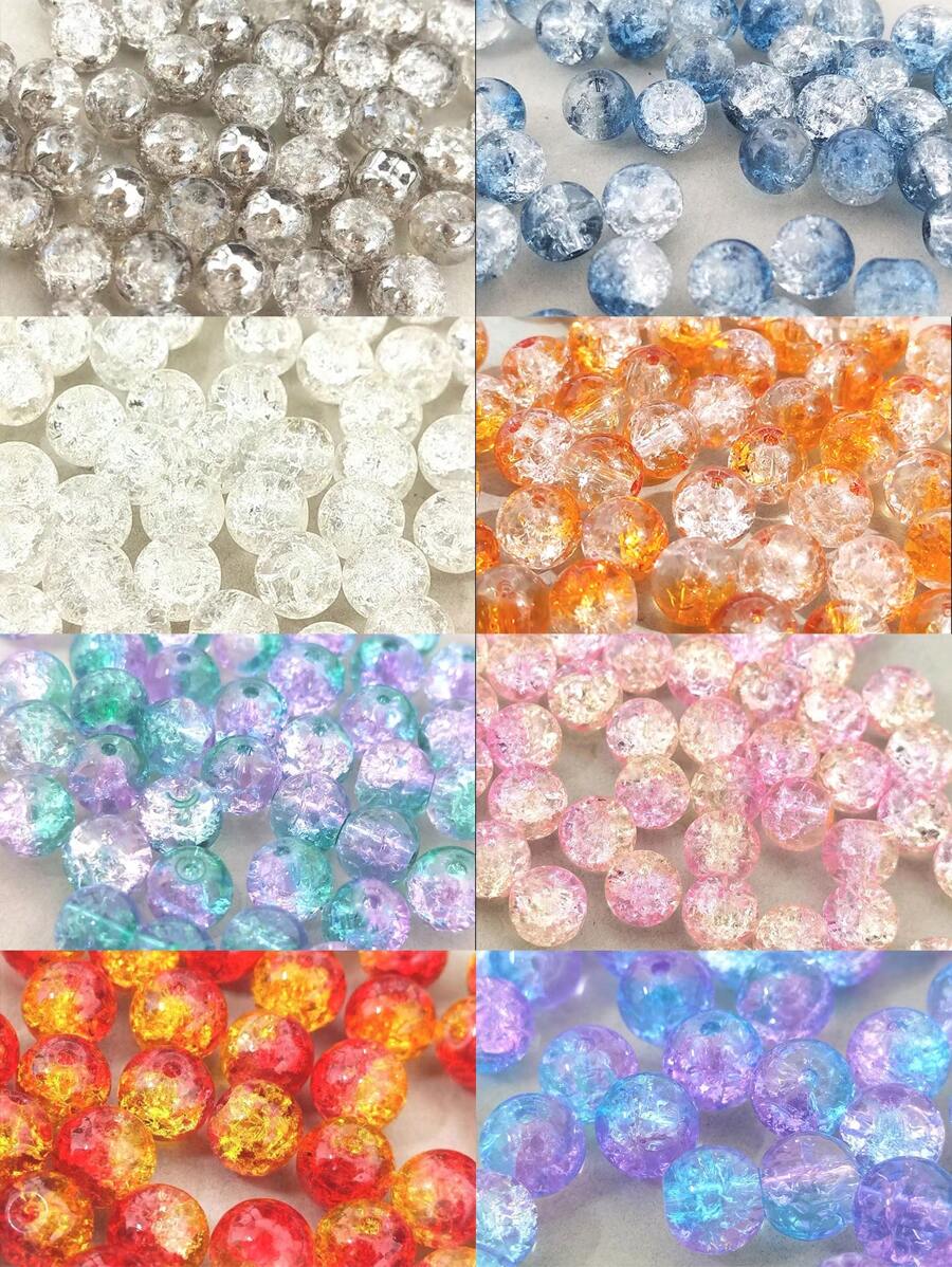 50入燒瓷珠彩色藍紫色8mm雙色爆裂玻璃珠,適用於diy製作珠寶首飾