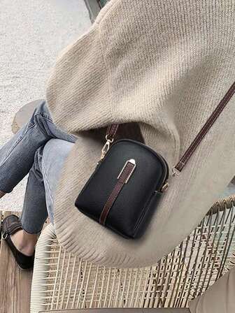 1pc Colorblock Decor Multi-compartment Vintage Crossbody Bag, Suitable For Women's Daily Use