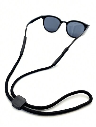 1pc Adjustable Silicone Eyeglass Strap, Blue & Black Eyeglass Cord, Anti-Lost Eyewear Lanyard, Suitable For Sports & All Seasons