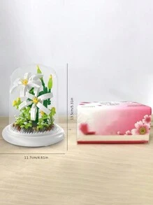 Diy組裝式永生玫瑰花建築積木玩具禮物桌面裝飾 - 杏色 - 查看 7