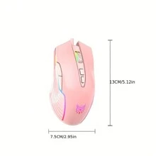 Ratón Para Juegos Onikuma Cw905 Con Retroiluminación Rgb Ajustable Colorida, 1200-7200dpi, 8 Botones Programables, Ratones Con Cable Para Pc De Juegos Electrónicos - Rosa - Ver 3