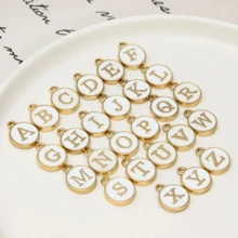 Nuevo Collar Moderno Con Las Iniciales De Las Letras A a Z, Delicado Collar De Cadena Para Mujeres Y Joyería De Moda Con Collar De Gargantilla Y Cadena De Clavícula, Regalo De Collares Una pieza Collar con diseño de letra con diseño de redondo. - Blanco - Ver 9