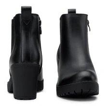 Women's 999 Fashion Platform Chunky Low Heel Chelsea Boots Ankle Booties - 黑色 - 查看 6