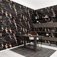 黑色大理石接觸紙乙烯基人造花崗岩壁紙即剝即貼防水光面自黏紙可拆卸牆貼膜適用於廚房中島檯面浴室臥室裝飾