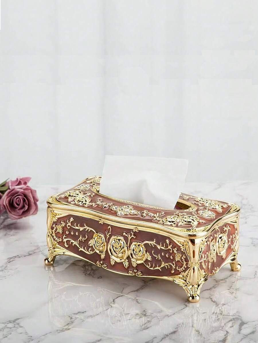 European Style Tissue Box With Light Luxury Design For Living Room, Hotel, Ktv, Bar, Retro Tissue Storage Box, Simple & Fashionable Home Decoration Tissue Dispenser - Multicolor - View 1