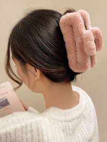 1入組女士絨毛鉗子，可愛方形髮鉗，高端髮夾，頭飾，女生禮物 - 彩色 - 查看 4