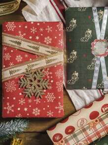 6 件/套圣诞复古包装纸，复古雪花圣诞夜礼盒用品大尺寸包装纸，圣诞节