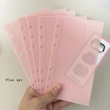 5pcs A6 Binder Devider Bag,Saving Pocket Banknotes Holder Organizer,Loose Leaf Ring PP Separator Pages Budget Book Accessory - Multicolor - View 4