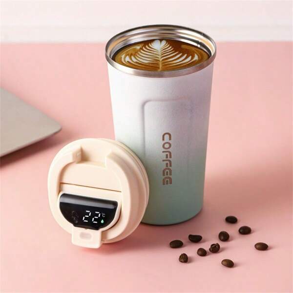 Tasse à café dégradé avec affichage de température, mug isotherme en acier inoxydable 304 pour la conservation de la chaleur et du froid, gourde portable pour voiture, tasse à café 17 oz rentrée scolaire