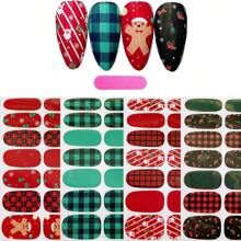 4 Piezas Set De Pegatinas Navideñas Para Uñas Con Diseño De Copos De Nieve, Papá Noel Y Muñeco De Nieve, Con Lima De Uñas - Multicolor - Ver 1