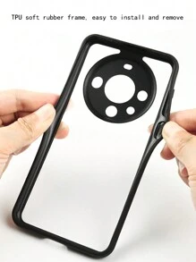 1入組簡約透明鏡頭全包防摔手機殼,適用於華為mate 60/mate 60 Pro - 無色 - 查看 3