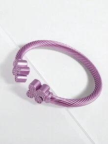 A Colorful Quatrefoil Joint Spray Painted Copper Bracelet Opening - Purple - View 11