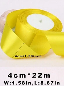 1卷4cm寬緞帶,適用於製作髮夾蝴蝶結,蛋糕和烘焙裝飾 - 黃色 - 查看 2