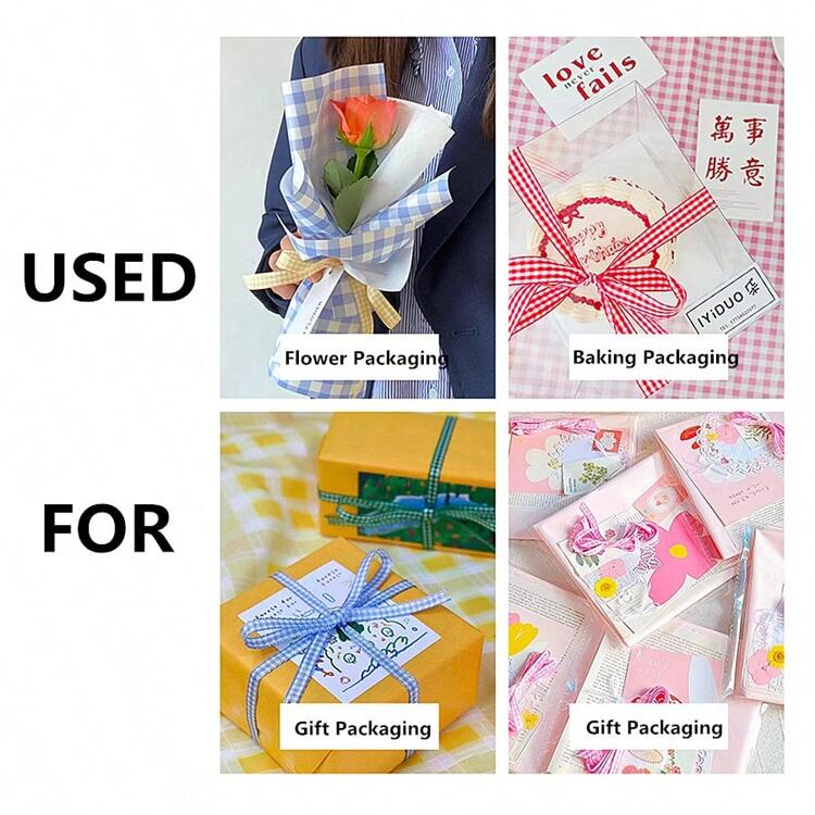 5 yardas de longitud, 10mm de ancho Cinta escocesa a cuadros de estilo escocés en negro, blanco y rojo para hacer lazos DIY, envolver regalos, San Valentín - Multicolor - Añade 2