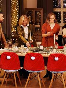 6入組聖誕帽椅套,紅色無紡聖誕椅背套,適用於聖誕節、椅子裝飾、節日家居裝飾(23.62*19.29英寸)