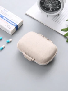 1 pieza Caja de pastillas portátil sellada de 8 ranuras, organizador semanal a prueba de humedad para medicamentos, caja de almacenamiento de pastillas, organización y almacenamiento, accesorios de viaje, artículos esenciales de viaje, recipiente de almacenamiento, organización de baño, color beige - tamaño regular