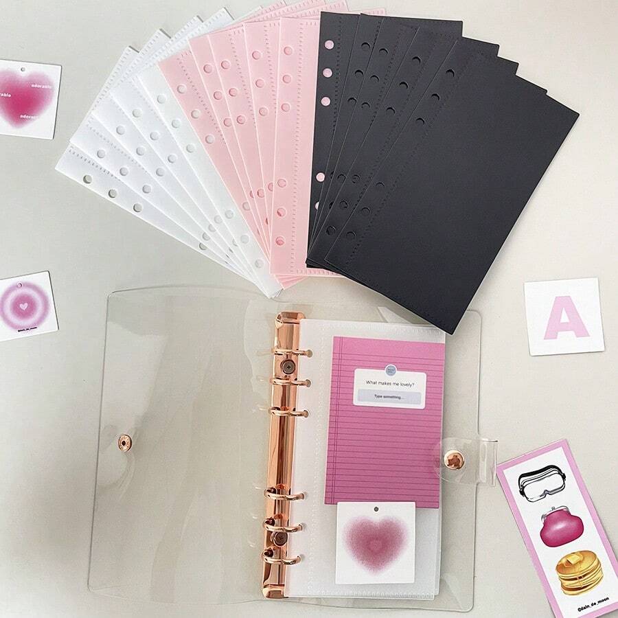 5pcs A6 Binder Devider Bag,Saving Pocket Banknotes Holder Organizer,Loose Leaf Ring PP Separator Pages Budget Book Accessory - Multicolor - View 1