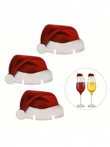 10入組6*3.6cm紙質聖誕帽,酒杯裝飾卡,派對餐具用品