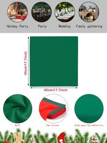 8pcs Christmas Set Including Gold Reindeer Head Rhinestone Merry Christmas Napkin Rings (4pcs), Red Napkins (2pcs), And Green Napkins (2pcs). Ideal For Birthday, Wedding, Thanksgiving, Christmas, Easter, Halloween, Party, Buffet Table Delicate & Simple Decoration.