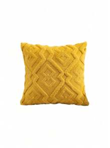 1pc Plush Geometric Design Pillow Case (Pillow Core Not Included), Bohemian Style Decorative Cushion Cover For Living Room, Bedroom, All Seasons