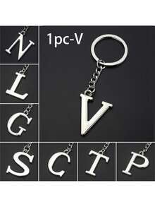 1入英文字母迷你吊飾鑰匙扣,a-y字母鑰匙扣袋子車鑰匙鏈飾品禮物,情侶鑰匙扣,假日禮物,聖誕節禮物,鑰匙扣禮物情人節 - 銀色 - 查看 1