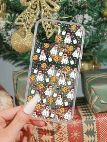 1pc Hand Painted Christmas Ghost Printed Phone Case Compatible With IPhone - Multicolor - View 2