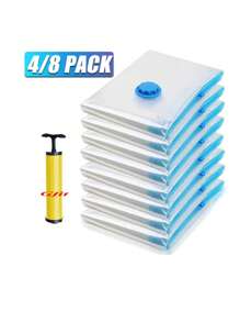 6 Packs Space Saver Bags Compression Storage Bags For Comforters And Blankets, Vacuum Sealer Bags For Clothes Storage, Hand Pump Included - Clear - View 1