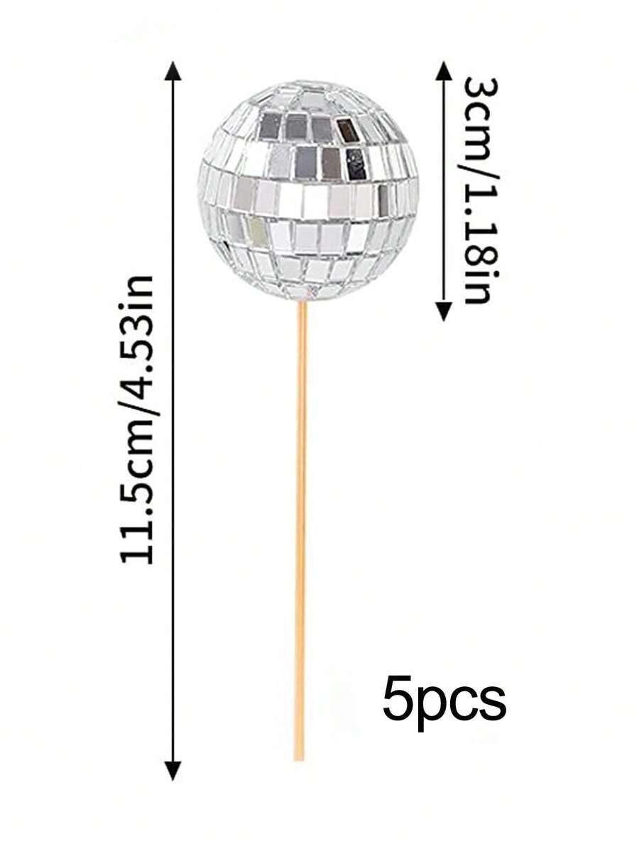 5 Pcs 3cm Or 3pcs 5cm Size Disco Ball Cake Decoration Silver Cake