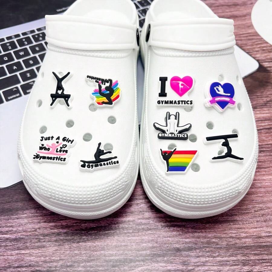 9入組多色diy可拆卸體操主題鞋扣,用於鞋子上的裝飾孔 - 彩色 - 查看 1