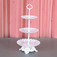 派對生日塑料水果盤,歐式風格,多功能,適用於客廳咖啡桌,大型乾果盤,蛋糕盤 - 白色 - 查看 3