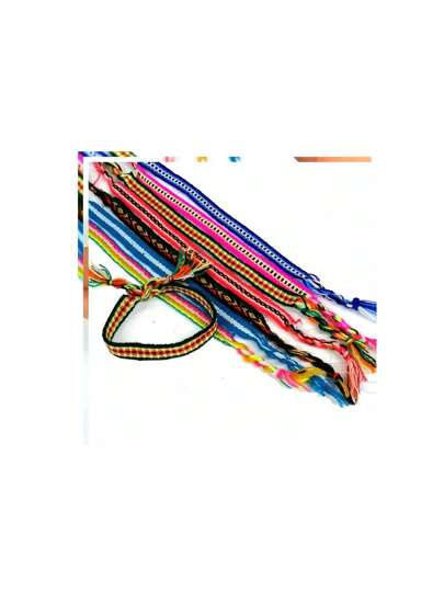 KIT Pulseiras Pano Hippie peruano Praia Cores Diversas tornozeleira CONTEM 12 PECA