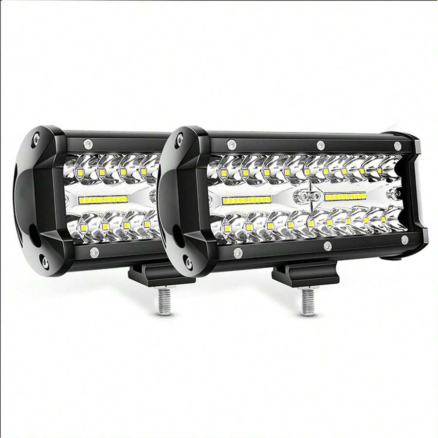 2 件装 7 英寸 LED 灯条 240W 24000LM 越野雾灯/行车灯 LED 灯罩带聚光灯组合光束防水 LED 工作灯 12V-24V 适用于卡车、船舶、UTV、ATV - 黑色 - 查看 1