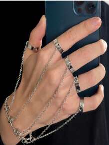 1 vòng tay chuỗi hình học dành cho nam và nữ - Bạc - Xem 9