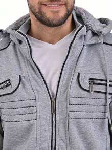 Chamarra Hombre con Capucha – Estilo Casual y Protección Ligera | Homme Nataly Sport - Gris Claro - Ver 5