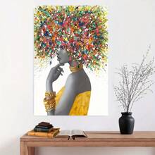 1pc, Wall Art Black Art Paintings For Wall Graffiti Canvas Wall Art For Living Room Bedroom Office Decor Colorful Black African Woman Canvas Wall Art Artwork Home Decor For Bedroom Living Room Bathroom No Framed,Poster Gifts Birthday Graduation - Multicolor - View 3