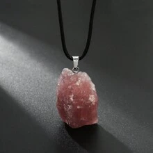 1pc Asymmetrical Natural Crystal Stone Pendant Necklace, Gender-Neutral Holiday Gift - Necklace - View 5