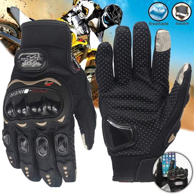 Guantes para moto érmicos Impermeables, Guantes Proteccion Pantalla Táctil De Dedo Para Motocicleta - Negro - Añade 1