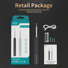 NE3 Ear Cleaner High Precision Ear Wax Removal Tool with Camera LED Light Wireless Otoscope Smart Ear Cleaning Kit-Black - Black - View 7