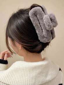 1入組女士絨毛鉗子，可愛方形髮鉗，高端髮夾，頭飾，女生禮物 - 彩色 - 查看 5