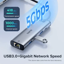 llano 2 IN 1 USB 3.0 5 Port Docking Station Gigabit Ethernet Port USB/USB C To USB/Type-C/Ethernet