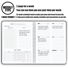 Trees 每週筆記本未定日期目標計劃應做事項記事本帶有習慣追踪器、應做事項、目標、學校辦公室家居用品日程表 - 黑色 - 查看 5