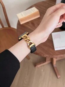 1 件女士黑色优雅皮革链带，适用于 38/40/41/44/45/49/42/46 毫米系列 11/SE3/Ultra3/Ultra/SE/SE2/10/9/8/7/6/5/4/3/2/1 - 黑色 - 查看 7