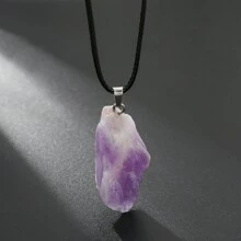 1pc Asymmetrical Natural Crystal Stone Pendant Necklace, Gender-Neutral Holiday Gift - Necklace - View 14
