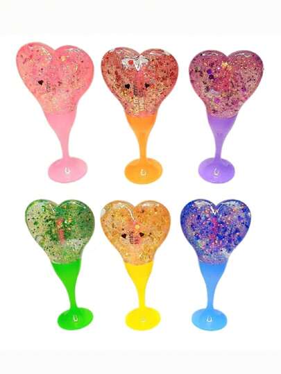 Set 6pz de Lip gloss mágico humectante corazon, con distintos tonos